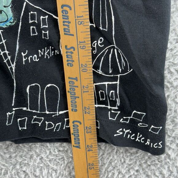 Stick Chics Cardigan Womens L Black Button Hand Painted USA City Art Teacher NWT - Picture 5 of 8